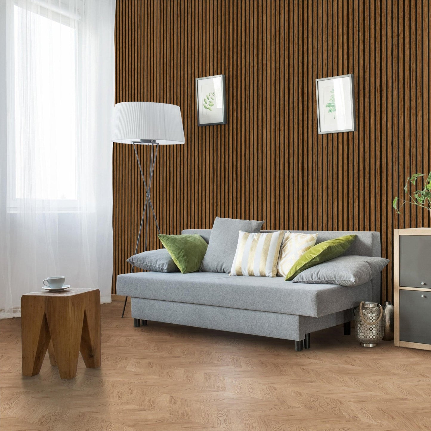 Chestnut Acoustic Wood Wall Panel Thin Slat Series 1 - 240x60cm