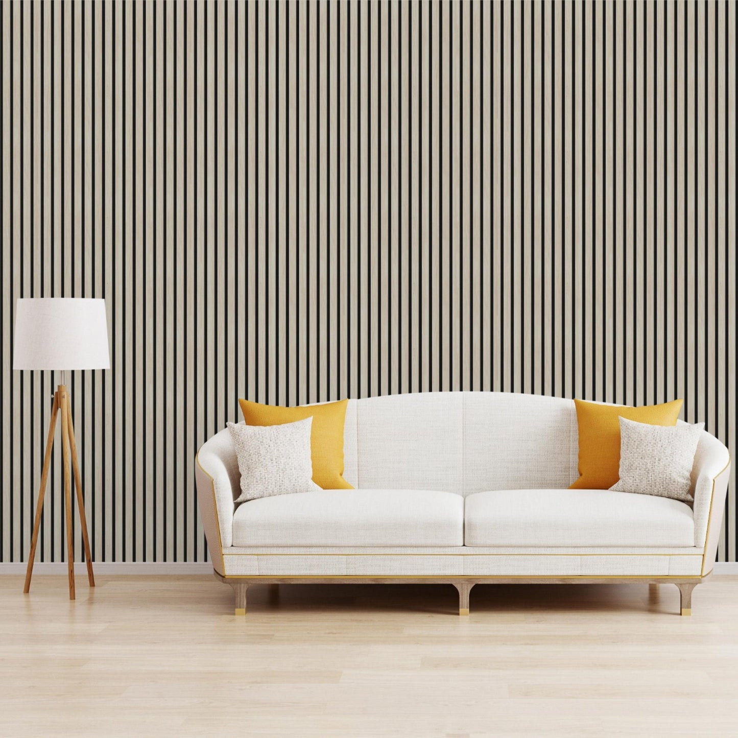 White Acoustic Wood Wall Panel Thin Slat Series 1 - 240x60cm