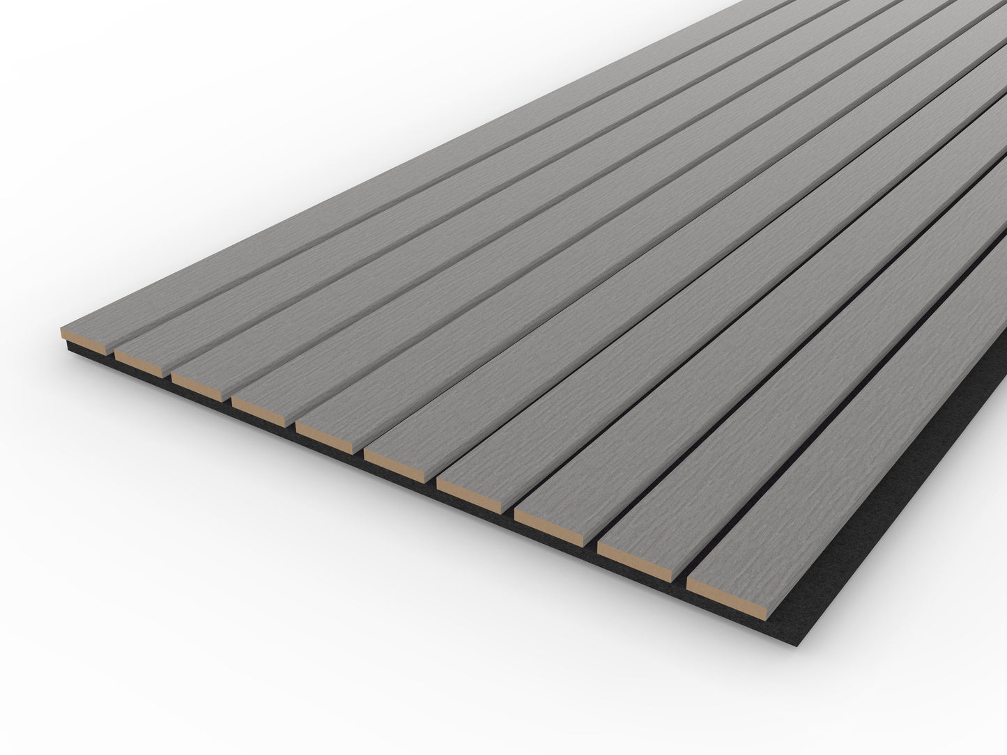 Grey Acoustic Wood Wall Panel Wide Slat Series 2 Sample