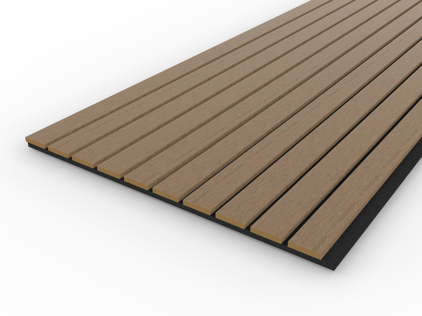 Smoked Oak Acoustic Wood Wall Panel Wide Slat Series 2 - 240x60cm