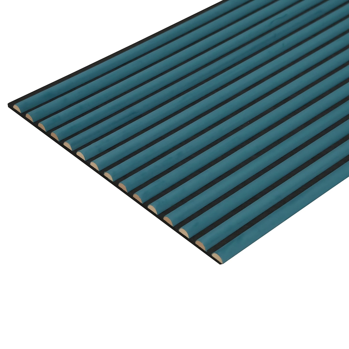 Blue Velour Acoustic Panel Curved Slat Sample