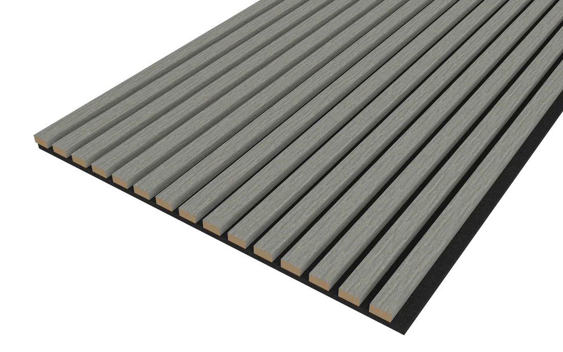 Grey Acoustic Wood Wall Panel Thin Slat Series 1 - 240/300x60cm